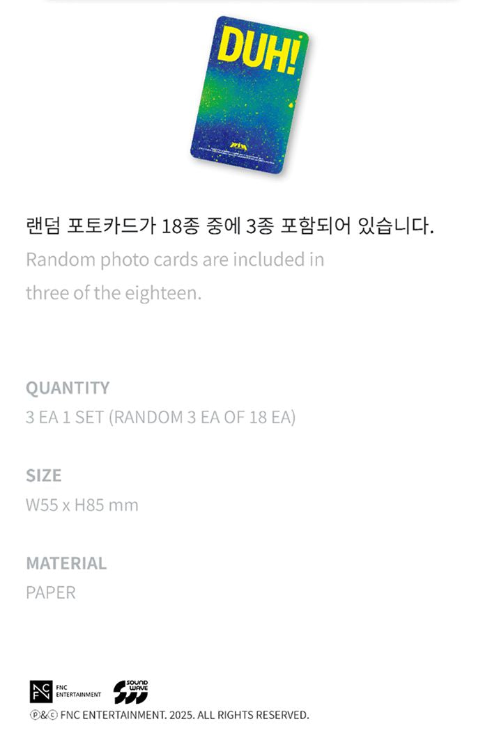 P1HARMONY - TRADING PHOTO CARD (8TH MINI ALBUM 'DUH!' MD) Nolae