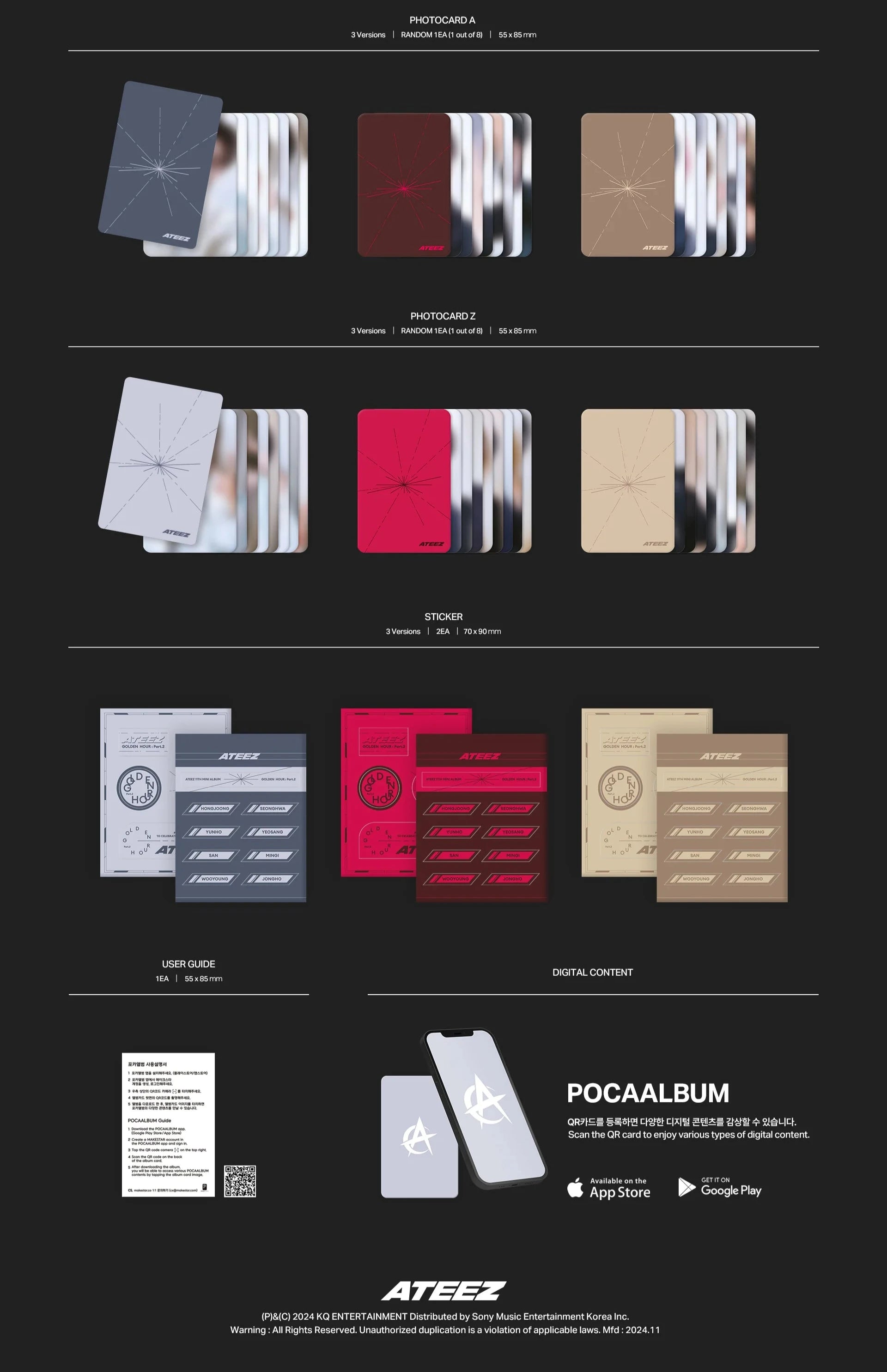 ATEEZ - GOLDEN HOUR: PART.2 (POCA ALBUM) + Makestar Fansign Photocard Nolae