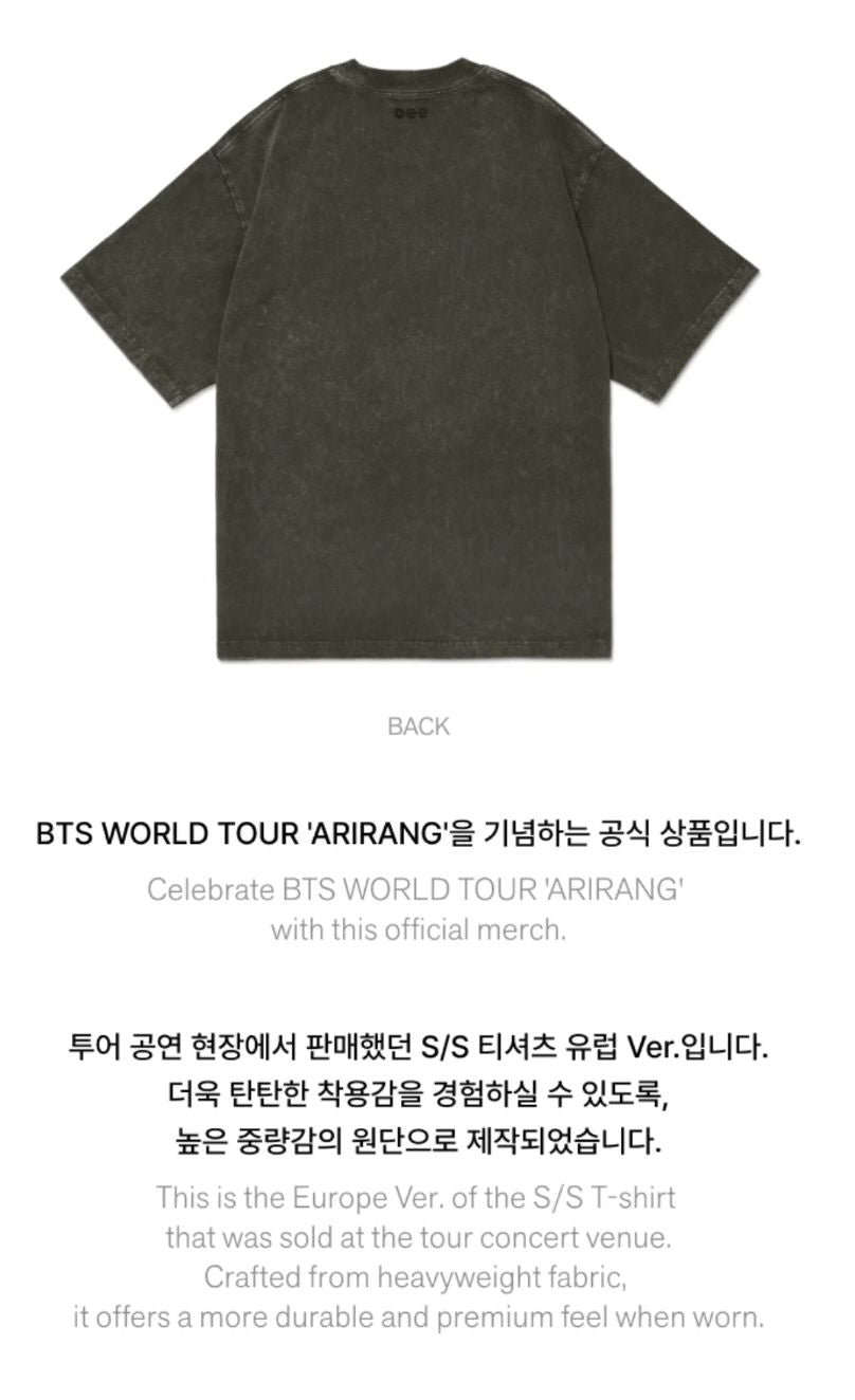 BTS - ZIP-UP HOODIE & S/S T-SHIRT EUROPE (WORLD TOUR 'ARIRANG' OFFICIA