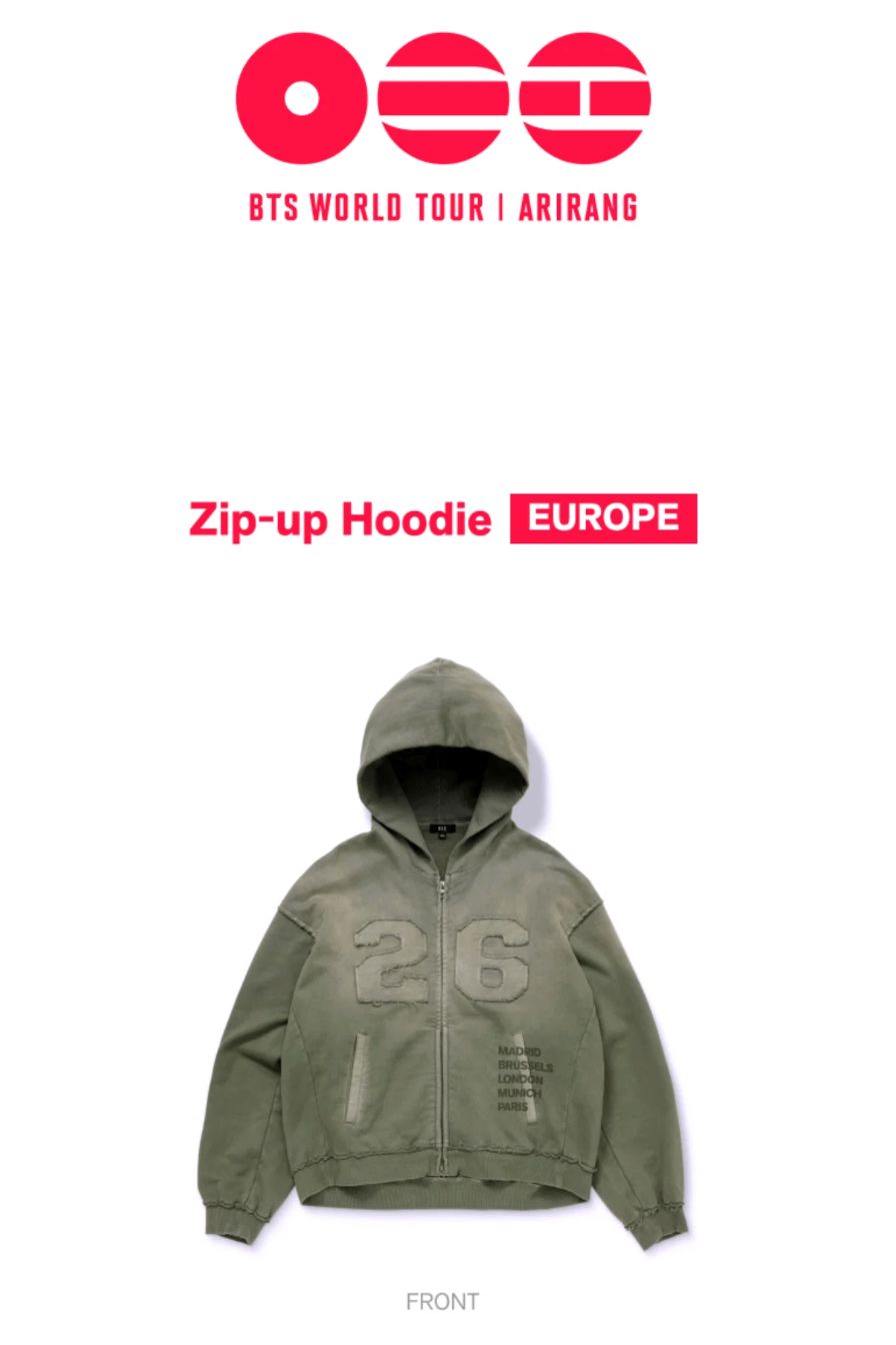 BTS - ZIP-UP HOODIE & S/S T-SHIRT EUROPE (WORLD TOUR 'ARIRANG' OFFICIA