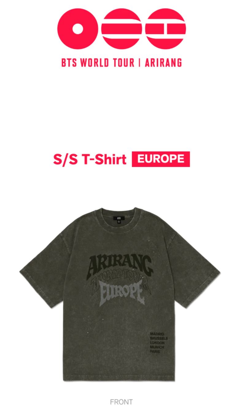 BTS - ZIP-UP HOODIE & S/S T-SHIRT EUROPE (WORLD TOUR 'ARIRANG' OFFICIA