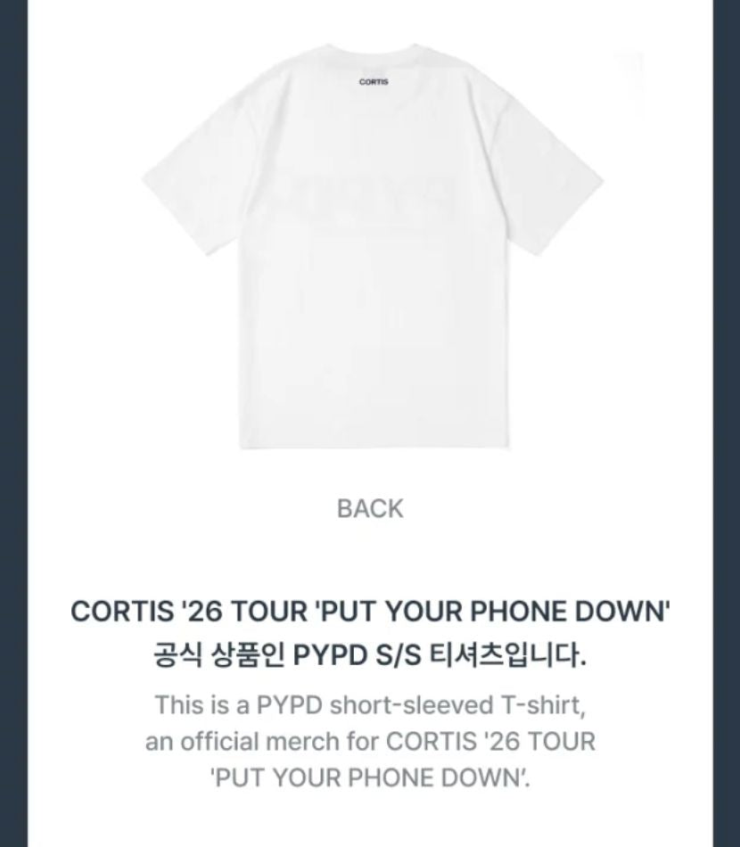 CORTIS - T-SHIRT ('26 CORTIS TOUR : PUT YOUR PHONE DOWN MD)
