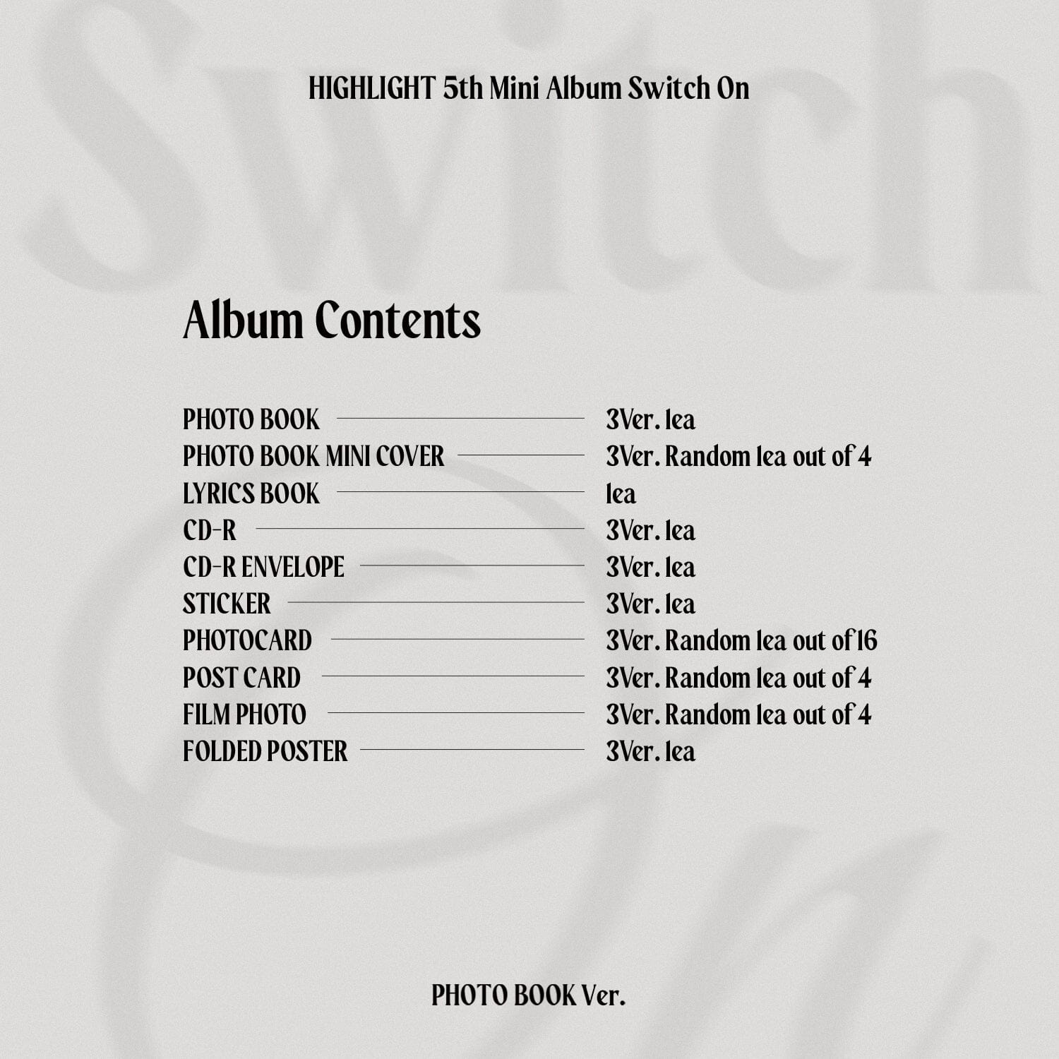 HIGHLIGHT - SWITCH ON (THE 5TH MINI ALBUM) Nolae