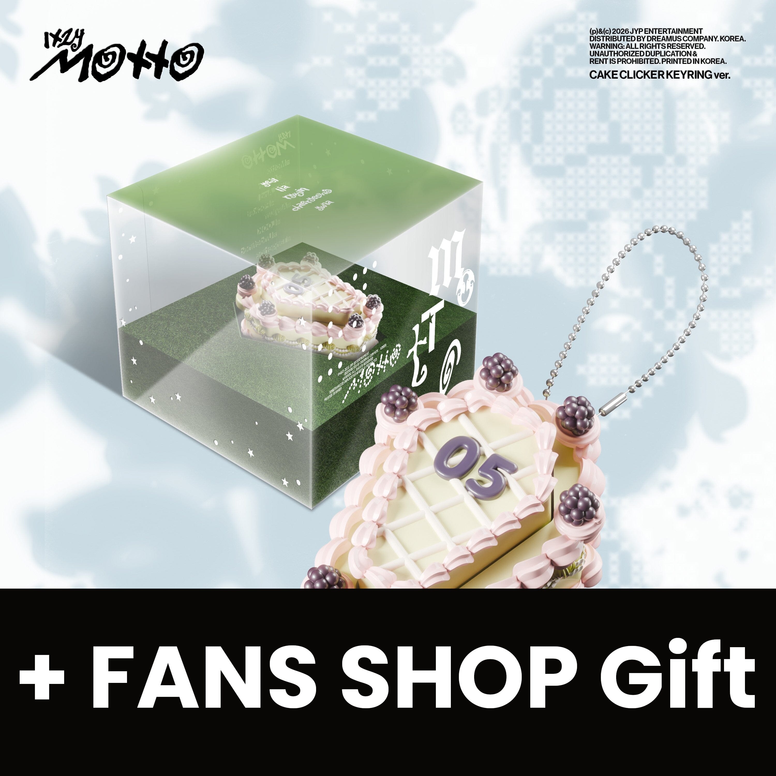 ITZY - MOTTO (CAKE CLICKER KEYRING VER.) + FANS SHOP Gift Nolae