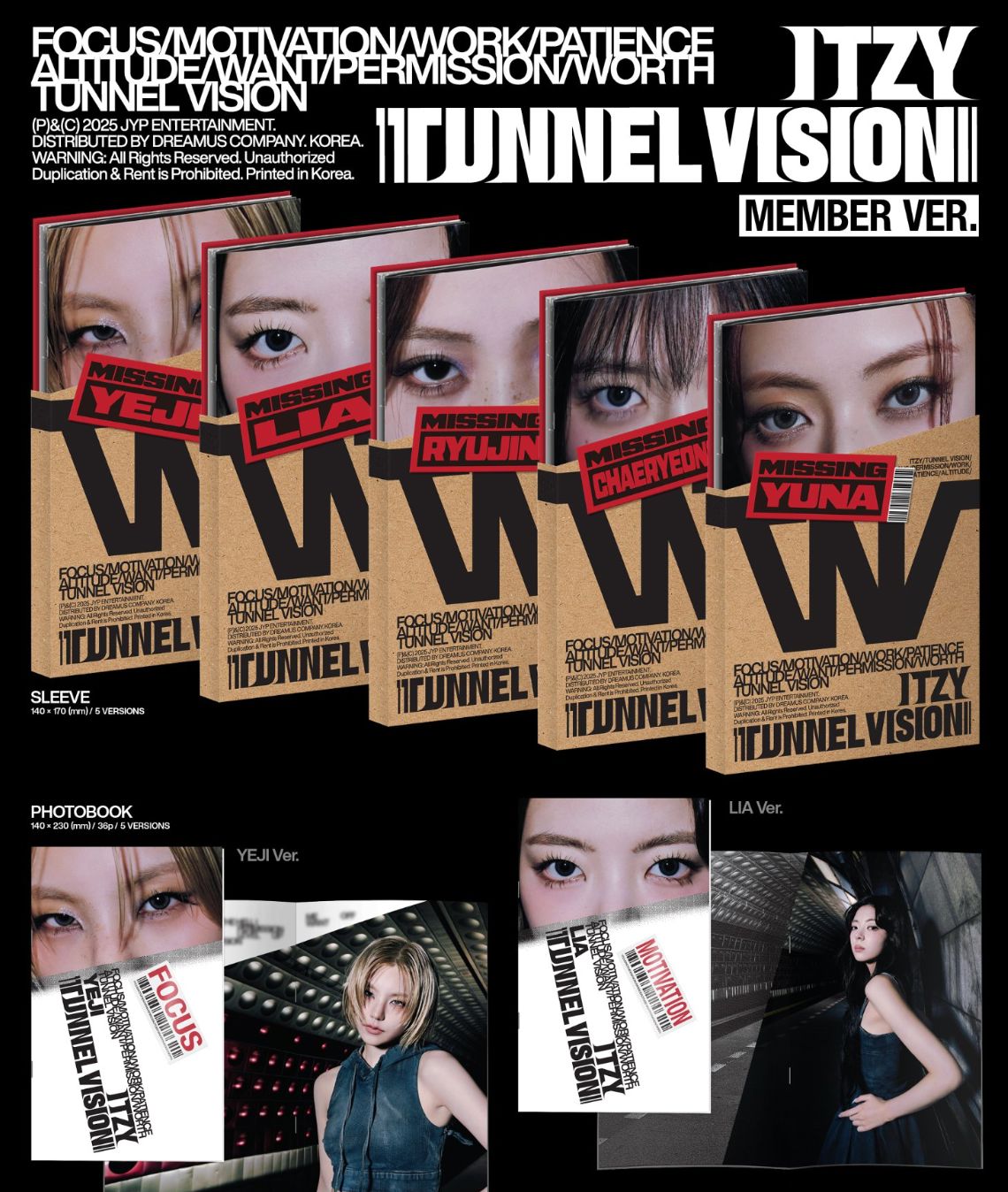 ITZY - TUNNEL VISION (MEMBER VER.) + FANS SHOP Photocard