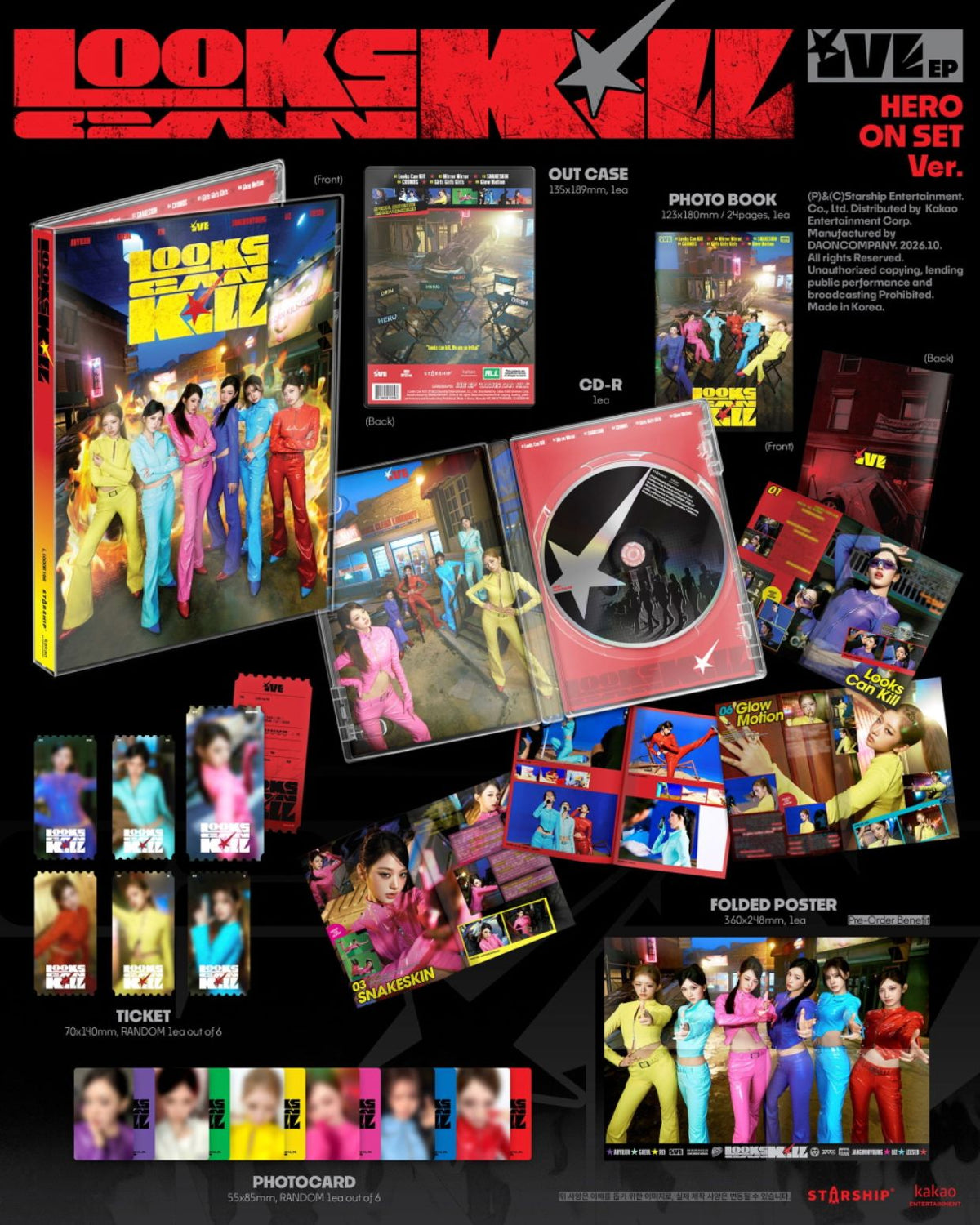 IVE - LOOKS CAN KILL SET + Starship Square Gift Nolae