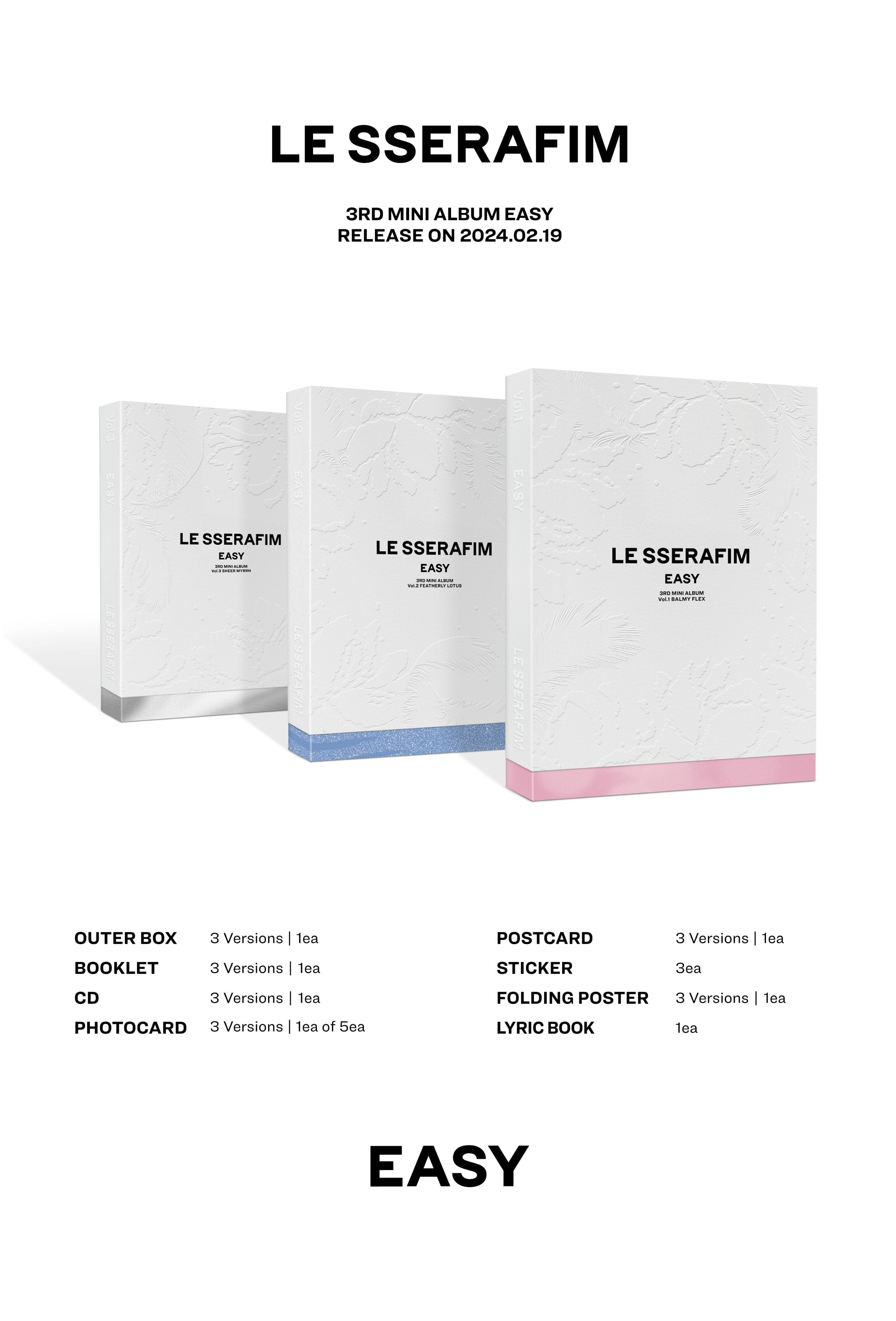 LE SSERAFIM - EASY (3RD MINI ALBUM) SET + Weverse Showcase Gift Nolae