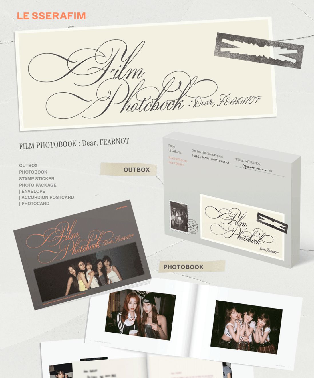 LE SSERAFIM - FILM PHOTOBOOK : DEAR, FEARNOT + Weverse Gift Nolae