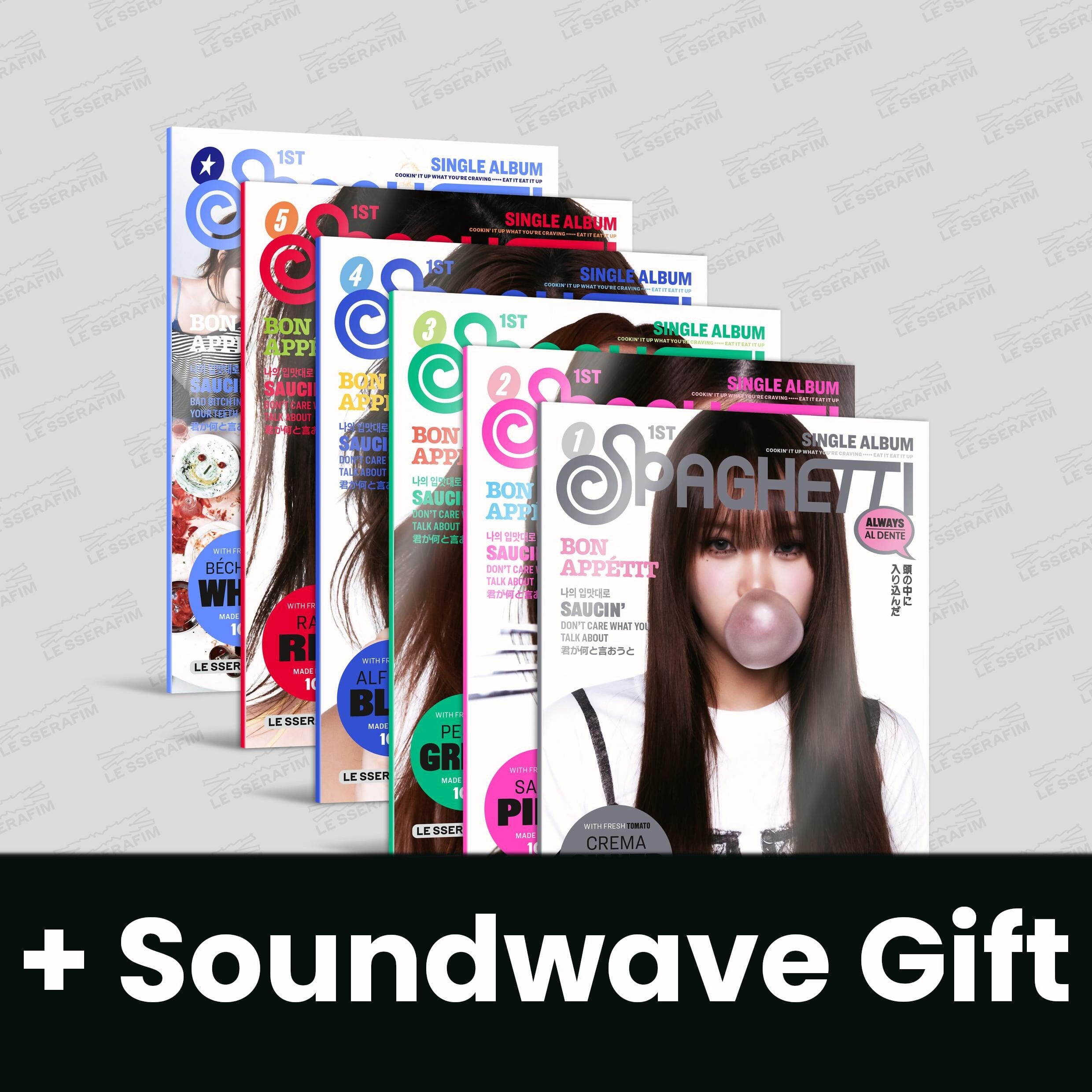 LE SSERAFIM SPAGHETTI weverse 特典 30枚 コンプ LE SSERAFIM - SPAGHETTI (COMPACT VER.) + Soundwave Gift