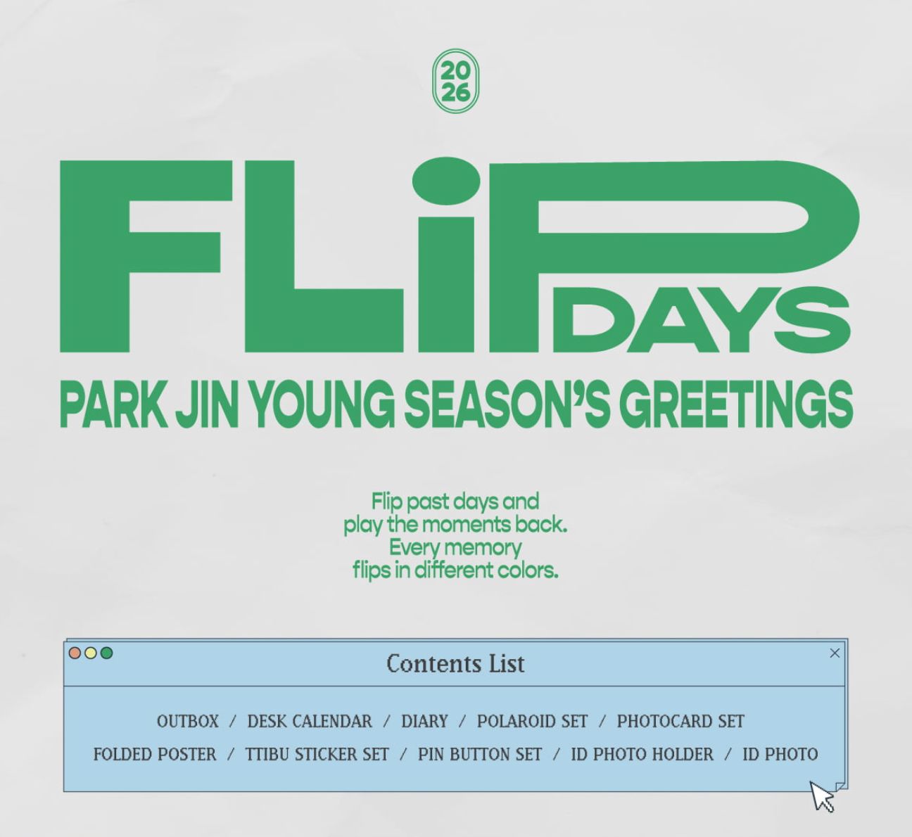 PARK JIN YOUNG (GOT7) - 2026 SEASON'S GREETINGS (FLIP DAYS) + Extra Ph