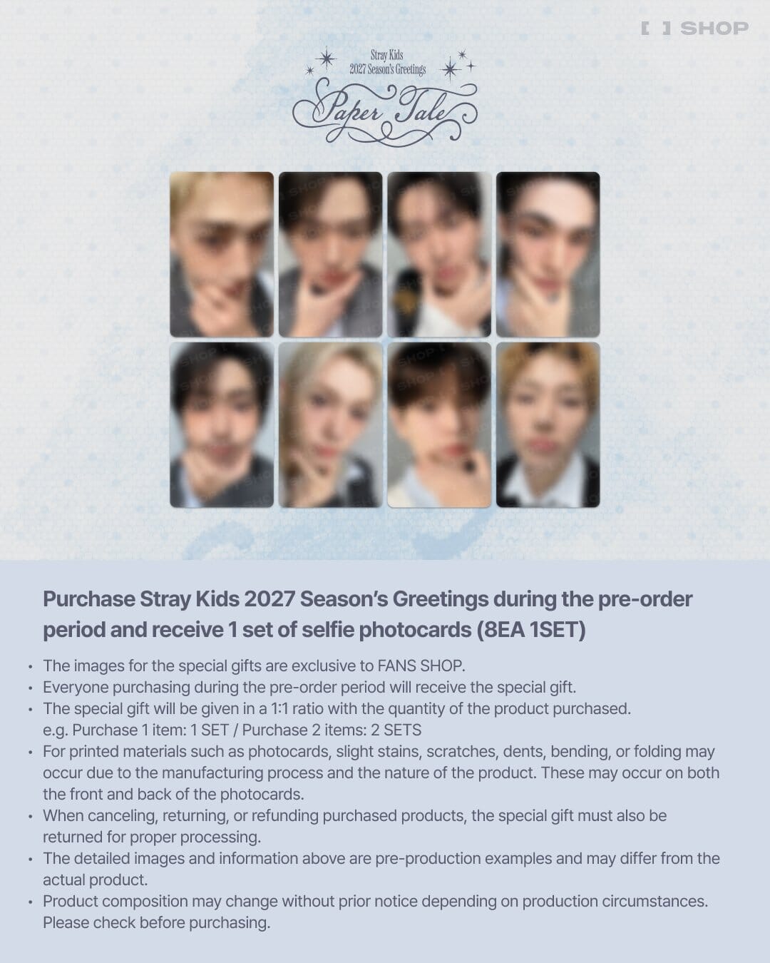 STRAY KIDS - 2027 SEASON'S GREETINGS (PAPER TALE) + FANS SHOP Gift Nolae