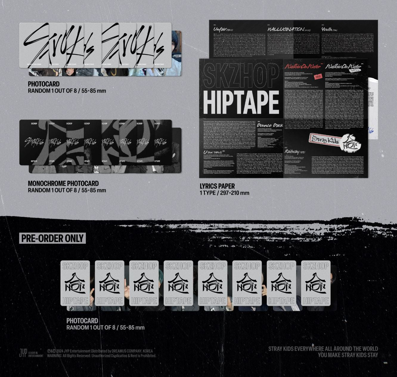 STRAY KIDS - SKZHOP HIPTAPE ‘合 (HOP)’ (ACCORDION VER.) + JYP SHOP Photocard Nolae