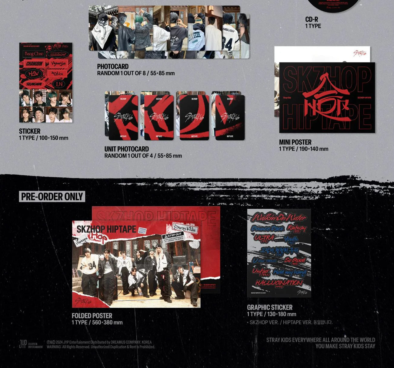 STRAY KIDS - SKZHOP HIPTAPE ‘合 (HOP)’ (SKZHOP VER.) + JYP Pop-Up Lucky Draw Photocard Nolae