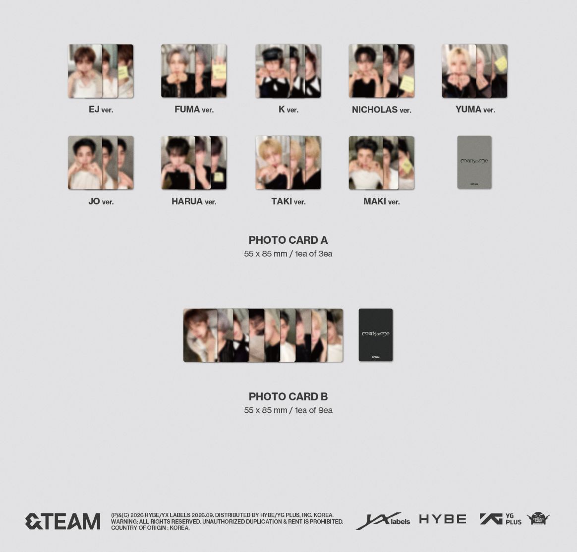 &TEAM - MARK ON ME (2ND KOREAN MINI ALBUM) (SOLO VER.) Nolae