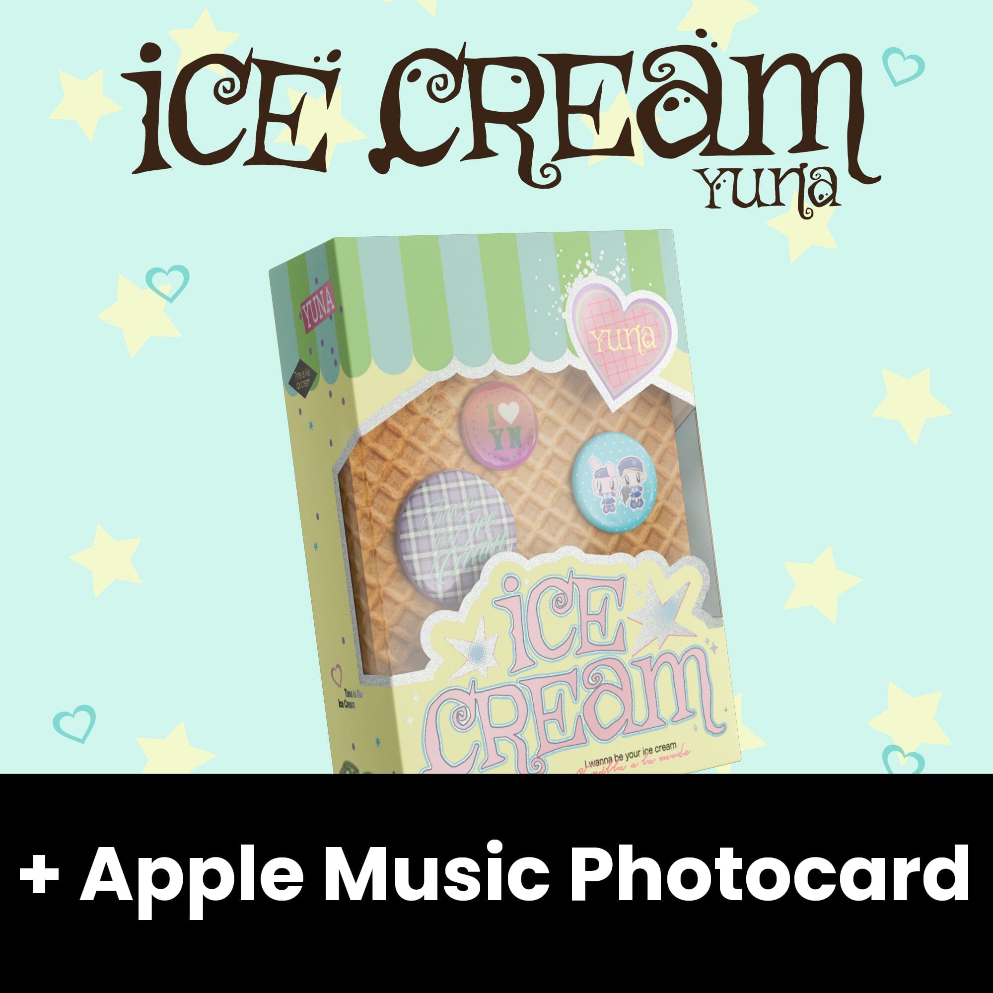 ITZY 特典　ヨントン　トレカ　ユナ　Apple music グッズ YUNA (ITZY) - ICE CREAM (MINI BAG VER.) + Apple Music Photocard