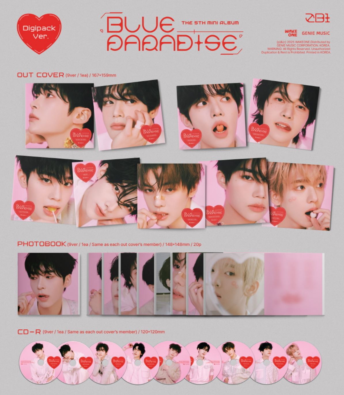 ZB1 - BLUE PARADISE (DIGIPACK VER.) + Apple Music Photocard Nolae