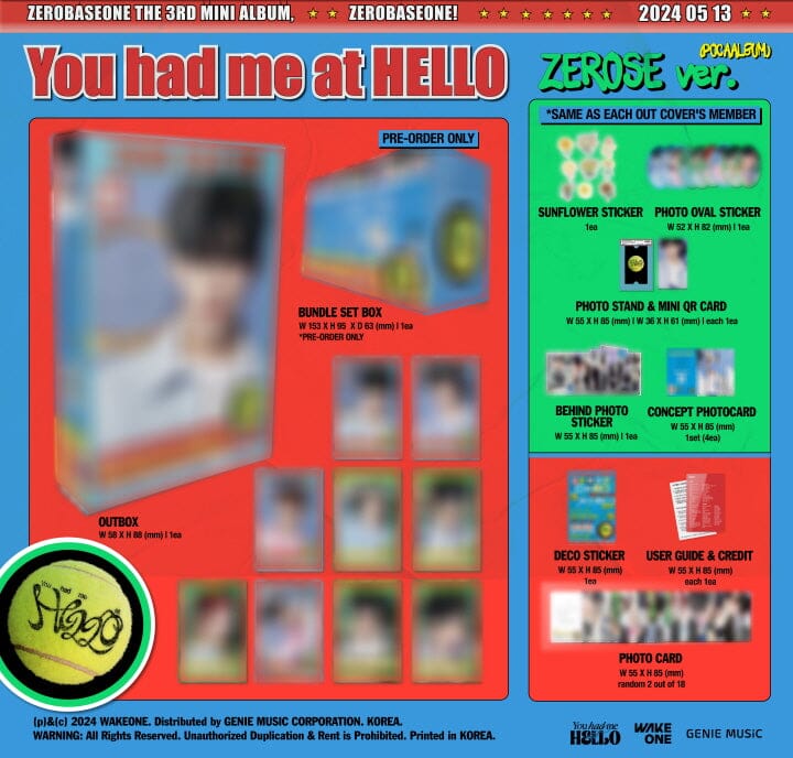 ZB1 - YOU HAD ME AT HELLO (THE 3RD MINI ALBUM) POCA ALBUM + Makestar Photocard Nolae