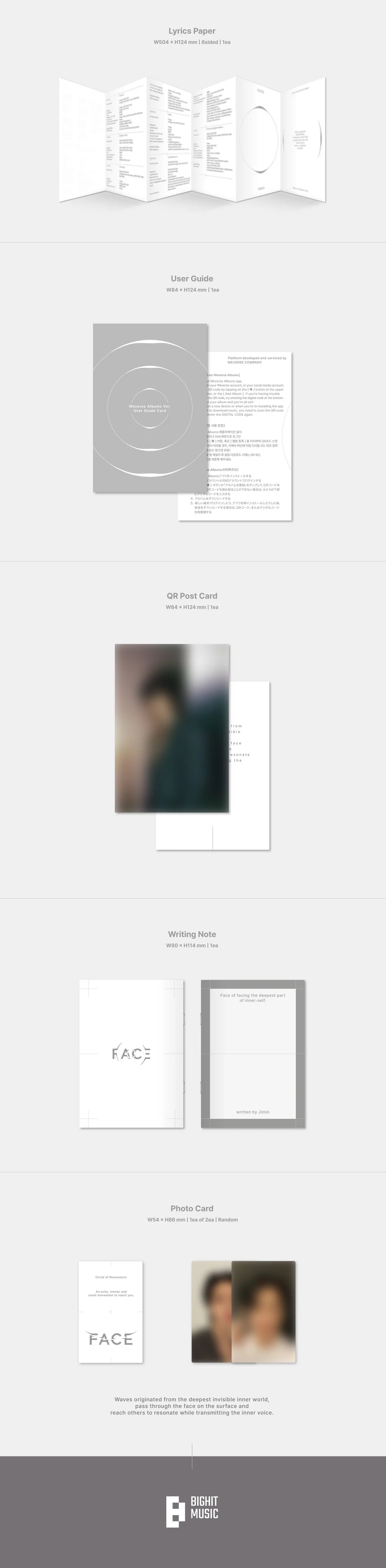 BTS JIMIN - FACE (1ST SOLO ALBUM) WEVERSE GIFT VER. Nolae Kpop