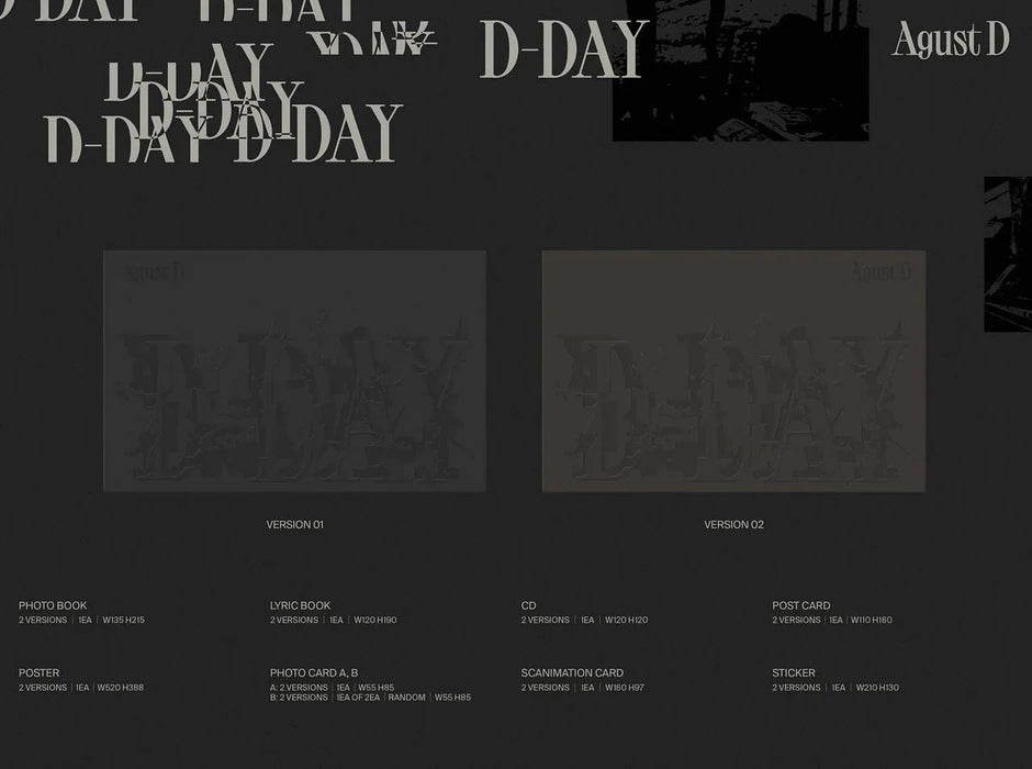 BTS SUGA (Agust D) - D-DAY (1ST SOLO ALBUM) + Soundwave Photocard