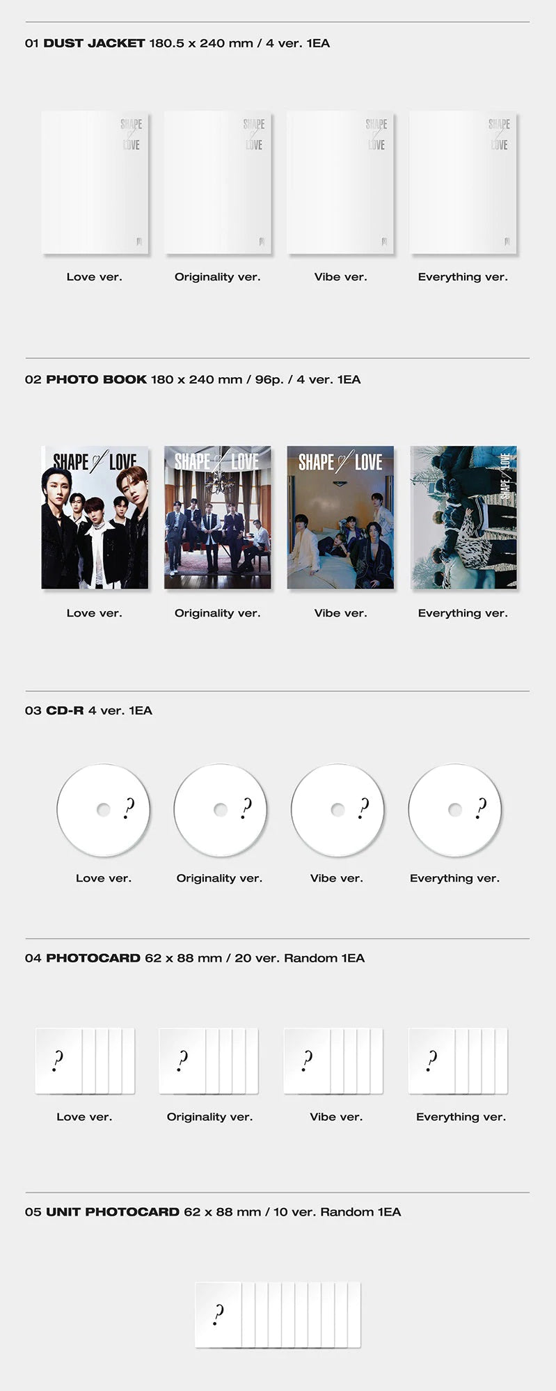 MONSTA X - MONSTA X - 11th Mini Album [SHAPE of LOVE] (Vibe ver) Dust  Jacket + Photo Book + CD-R + Photocard + Unit Photocard -  Music