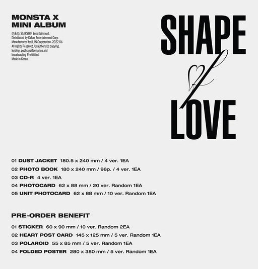 MONSTA X - 11th Mini Album [SHAPE of LOVE] (JEWEL Ver.) (5 member