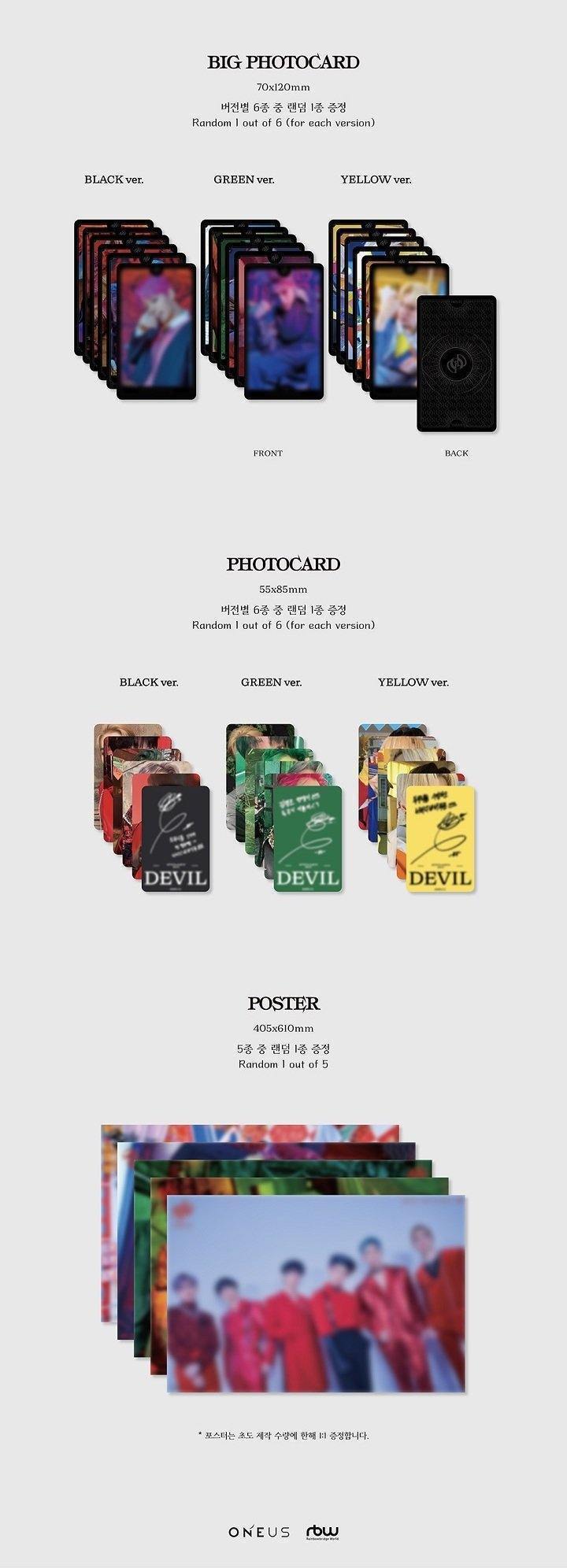 ONEUS アルバム サイン入り DEVIL ONEUS - Vol.1 [DEVIL] (Yellow/Green/Black Ver.)