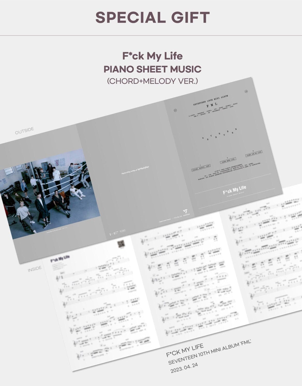 SEVENTEEN - PIANO SHEET MUSIC <SEVENTEEN LAND : DAY & NIGHT> Nolae Kpop