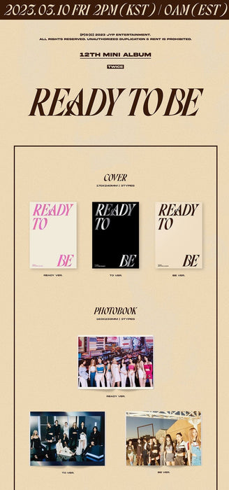 TWICE - READY TO BE (12TH MINI ALBUM) - Random / without poster