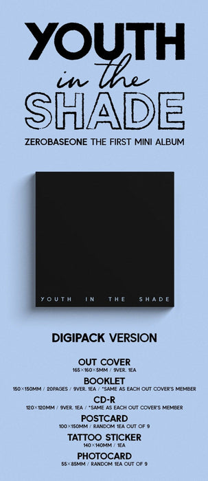 ZEROBASEONE (ZB1) - YOUTH IN THE SHADE (Digipack Ver.) + Soundwave Photocard Nolae Kpop